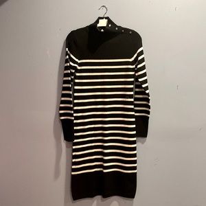 NEW NY&C Midi Knit Black &White Striped Sheath Dress. Size S